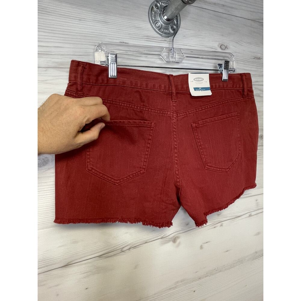 Old Navy Womens 10 Red Cutoff‎ Distressed Shorts Frayed Hem Cotton Sick Beets - Picture 13 of 13